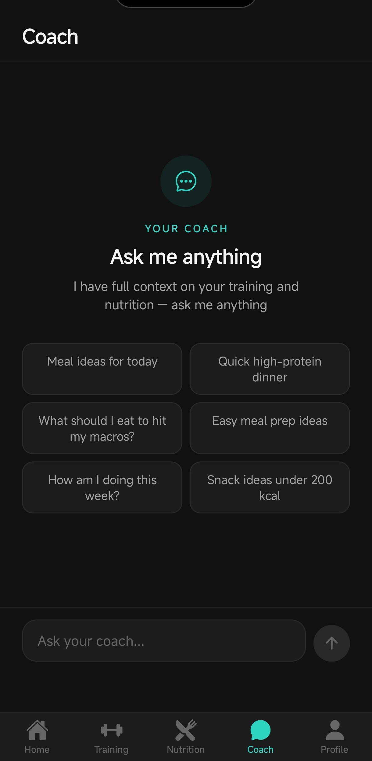 Kinta Fit AI coach screen